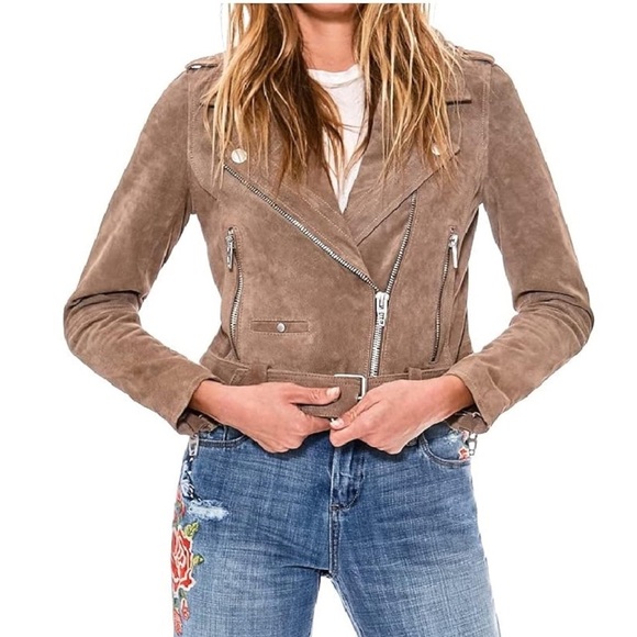 NWOT Blank NYC Tan Suede 100% Suede Leather Edgy, Moto, Grunge, Biker, Jacket - Picture 1 of 16